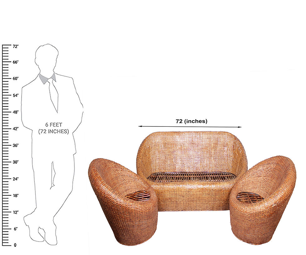 Thumbnail: Novelty Cane Art 5 Seater Wicker Round Sofa Set with Cushion