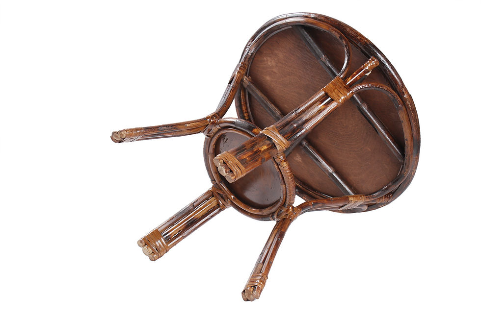 Thumbnail: Novelty Cane Art Wicker Circular Styled Arm Chair with Table and Cushion