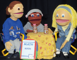 Three puppets for Nebraska Elks Kids on the Block.