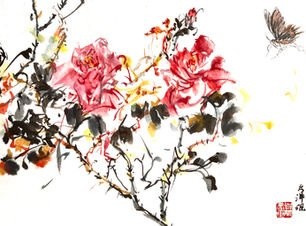 T4 Ink and Wash Painting on Rice Paper