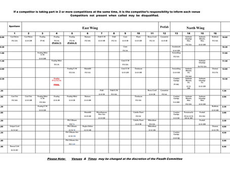 Fleadh Competition Timetable