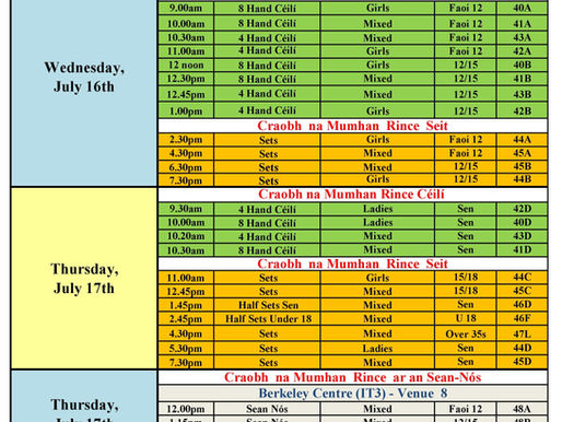 Fleadh Competition Timetables