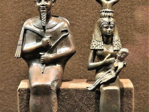"Ausar and Auset with baby Heru"