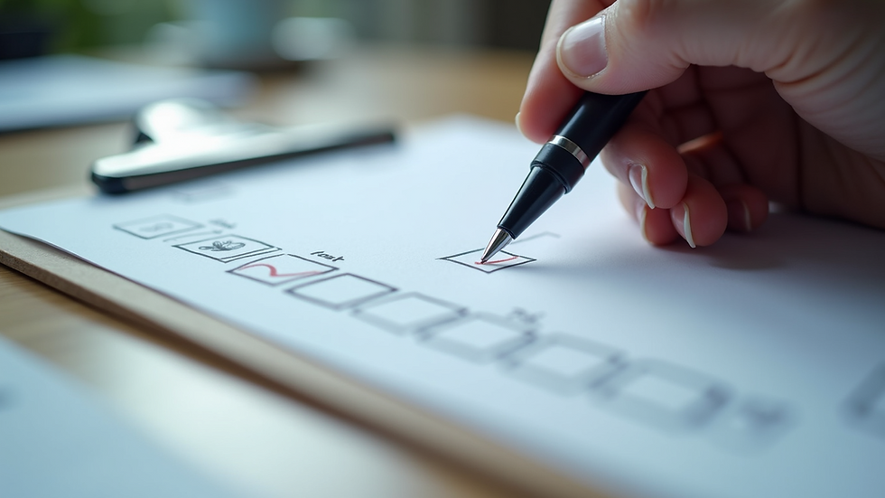 Eye-level view of a neatly organized moving checklist on a clipboard