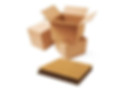 Brown cardboard boxes stacked with corrugated material for shipping and storage.