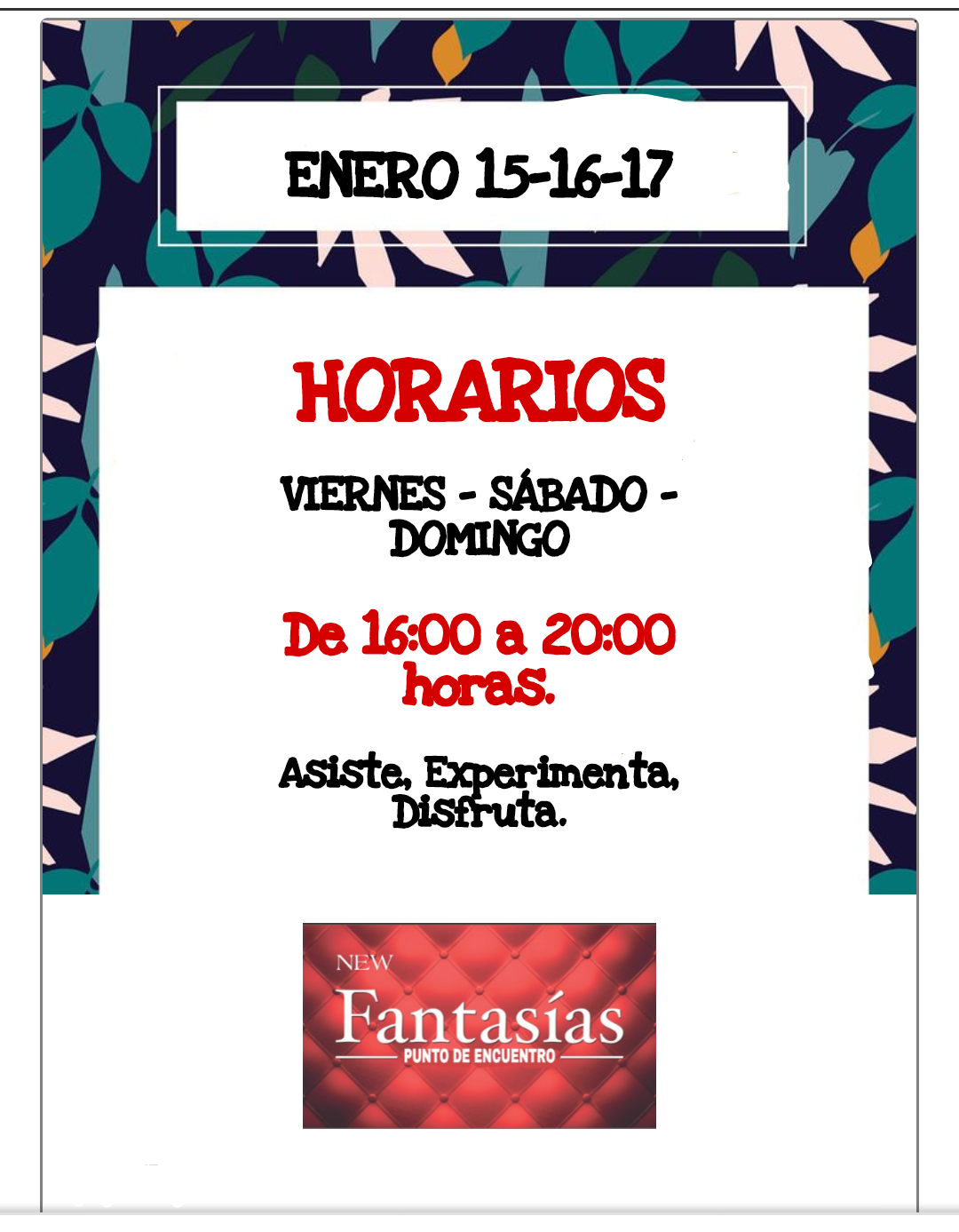 SEGUIMOS ABIERTOS!!! VIERNES 15 - SÁBADO 16 Y DOMINGO 17 ENERO. content media