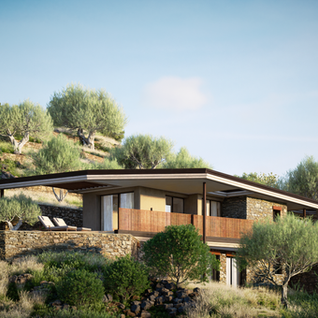Villa al tramonto, architettura, moderno, landscape