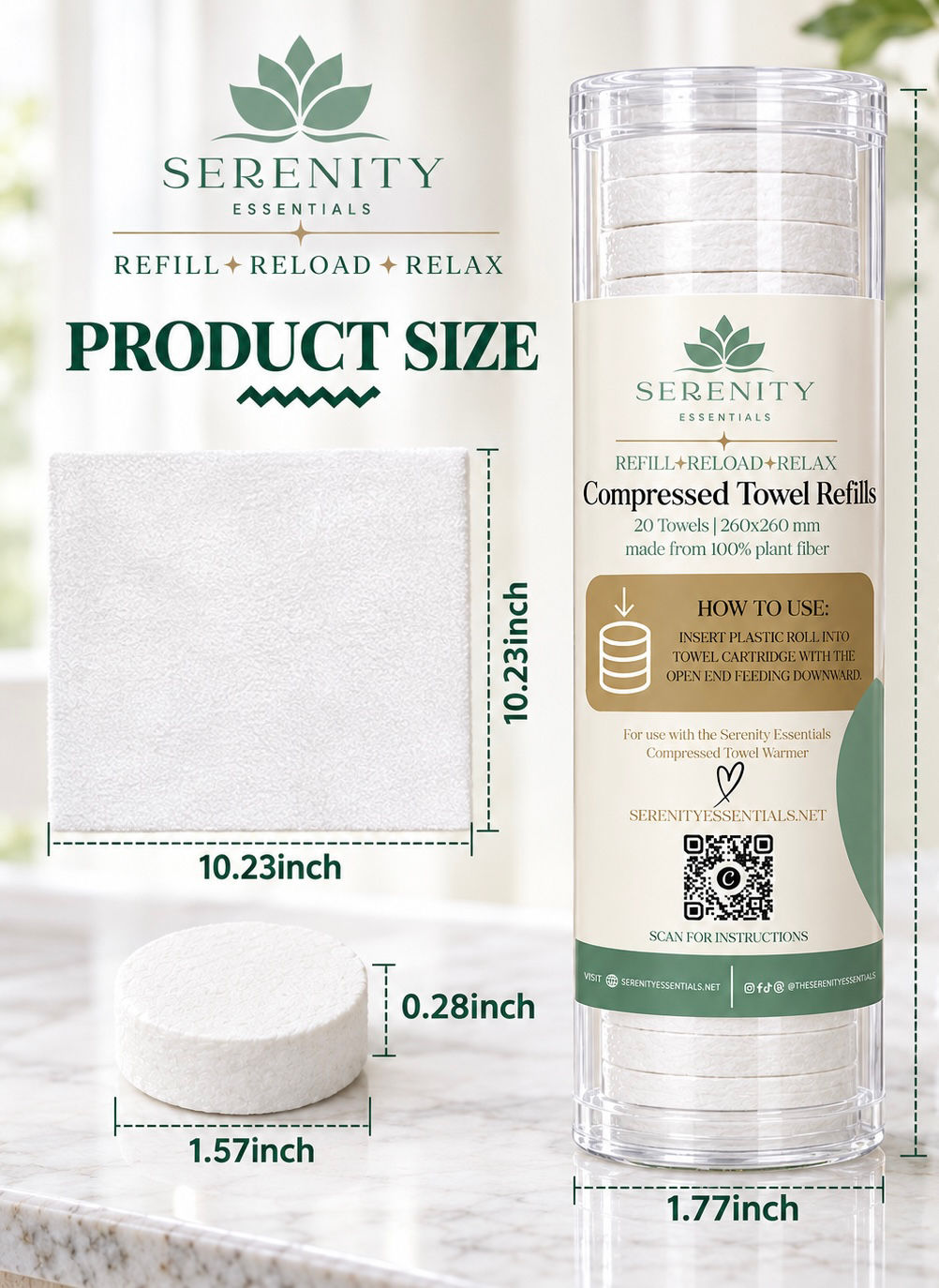 Serenity Essentials™ Luxury Spa Towel Refills (20 Count)