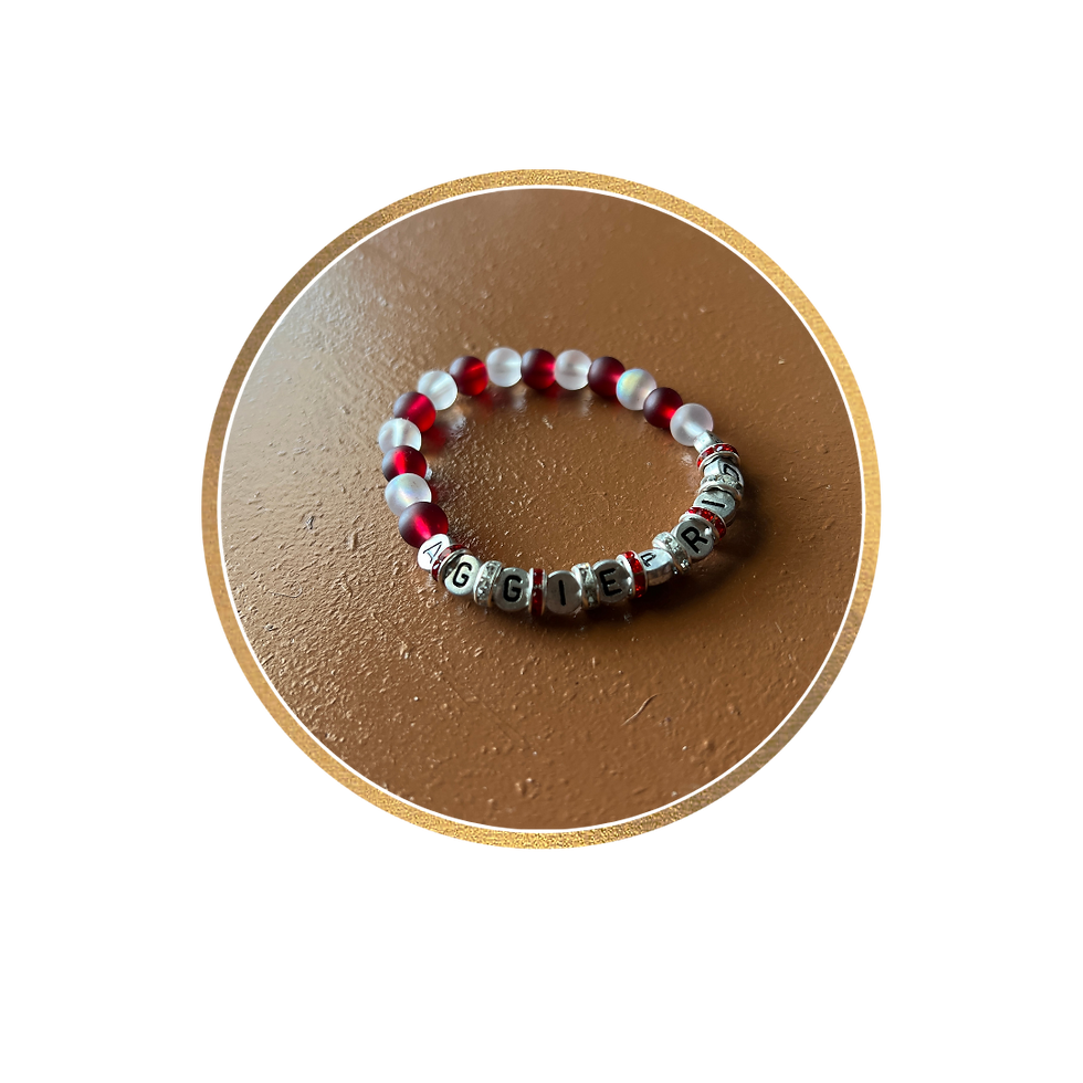 Küçük resim: Texas A&M Glass Bead Bracelet