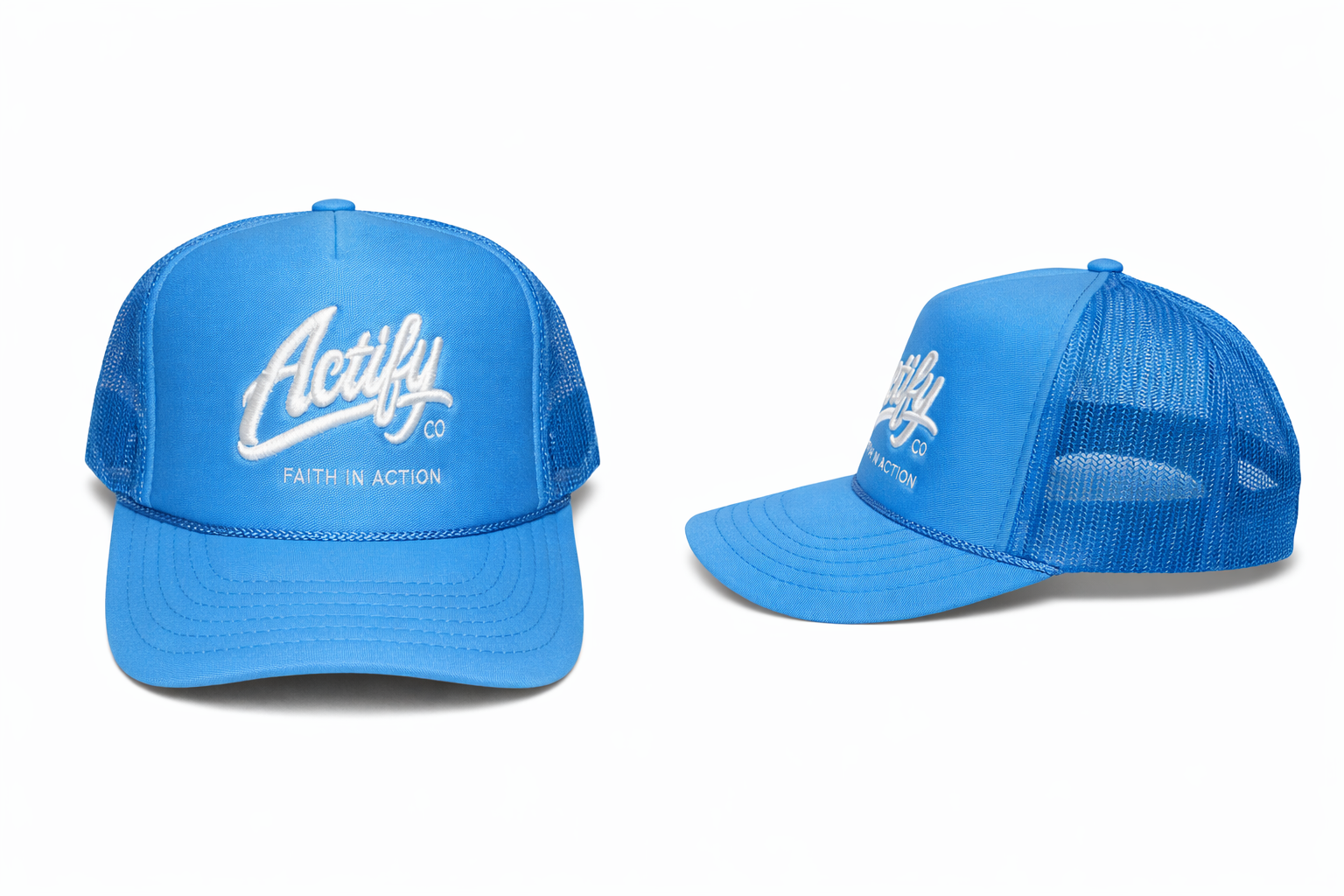 Actify Co. Sky Blue Trucker – White Logo