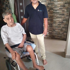 Wheel chair training of a stroke patient with 50% brain damaged.