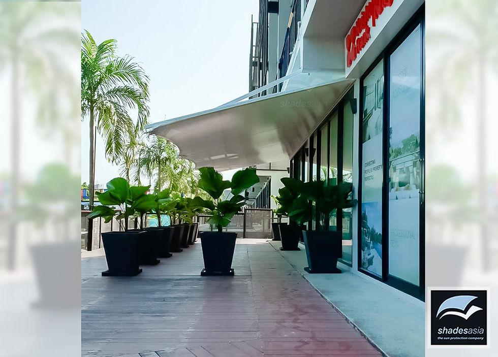 Our very own “St Tropez”-style fixed awning custom-designed to suit your building.