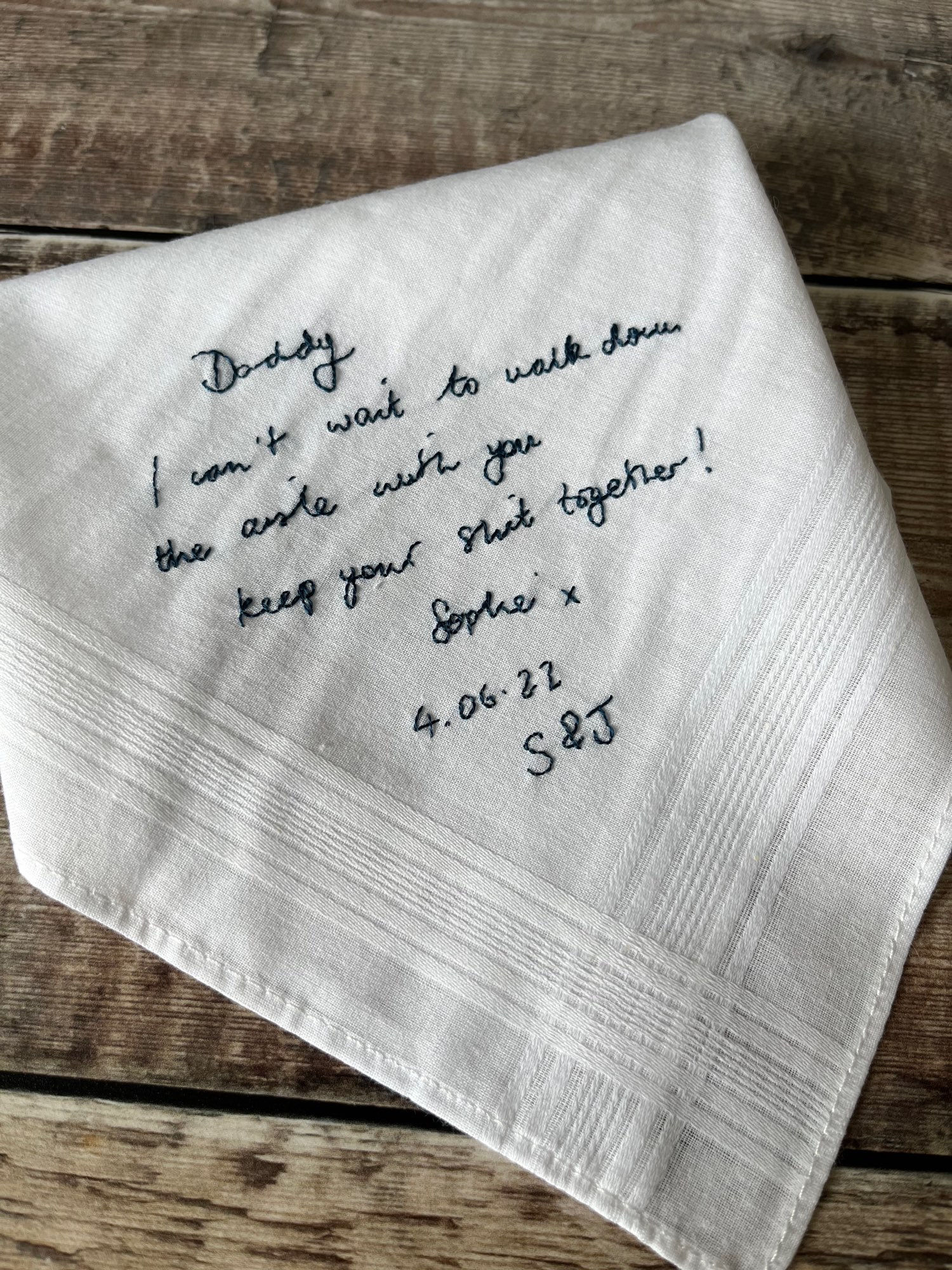 Father of the bride handwriting handkerchief