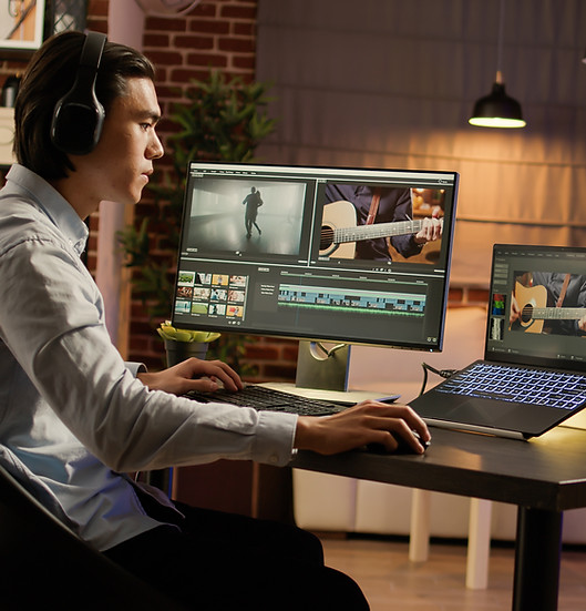 video editing working on a project