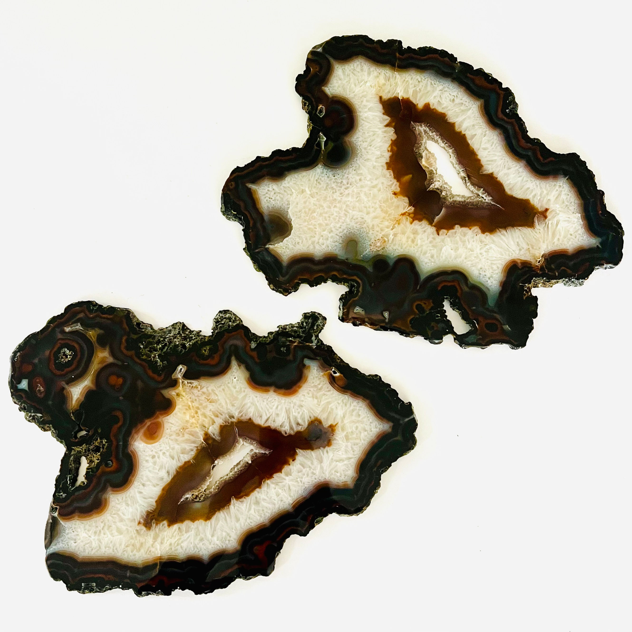 A pair of large Brazilian rock sample slices