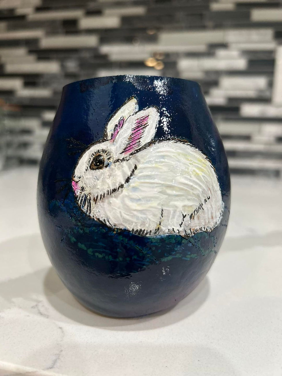 Blue Bunny Vase