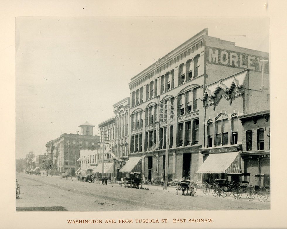 Saginaw Illustrated, exterior of Morley Brothers, circa 1888.