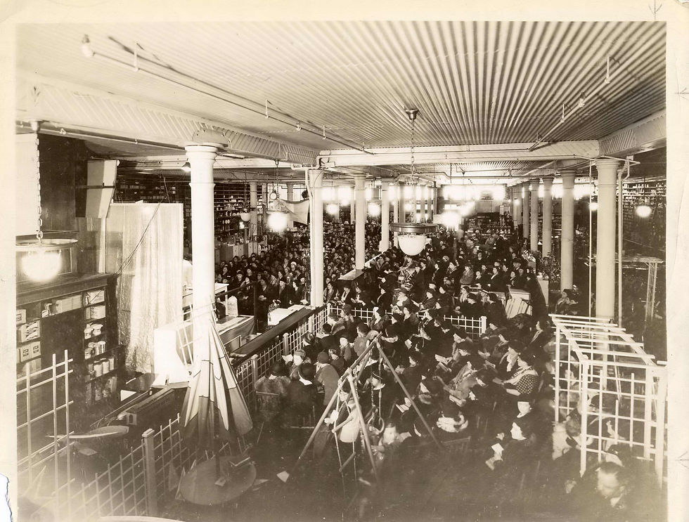 Demonstration in Morley Brothers Store, circa 1920. Throughout the store's history, production demonstrations were an important sales tool.