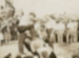 A plumb axe demo in front of Thomas Hardware Store in Hemlock, circa 1931.