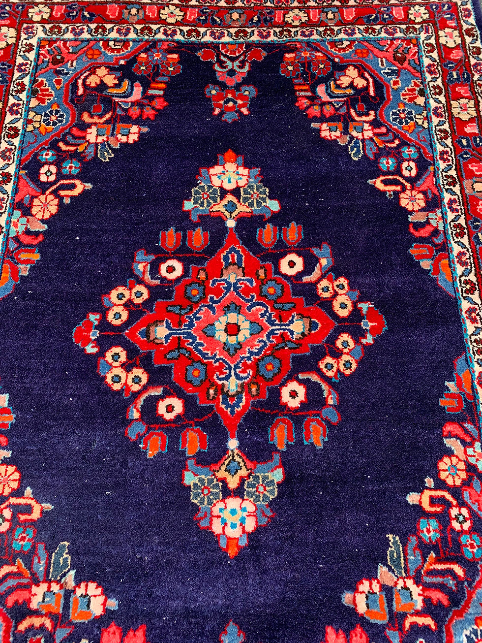 Thumbnail: Antique Blue Sarouk Rug, Blue Persian Rug, 3'x5' Persian Rug, Hand Knotted Rugs