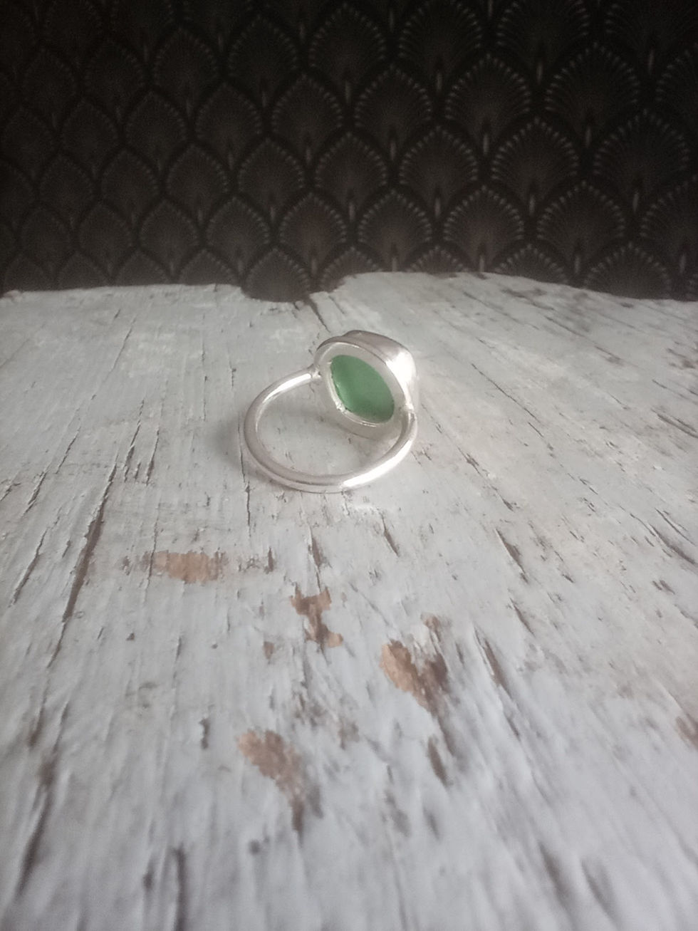 Thumbnail: Sea glass blue/green cube ring