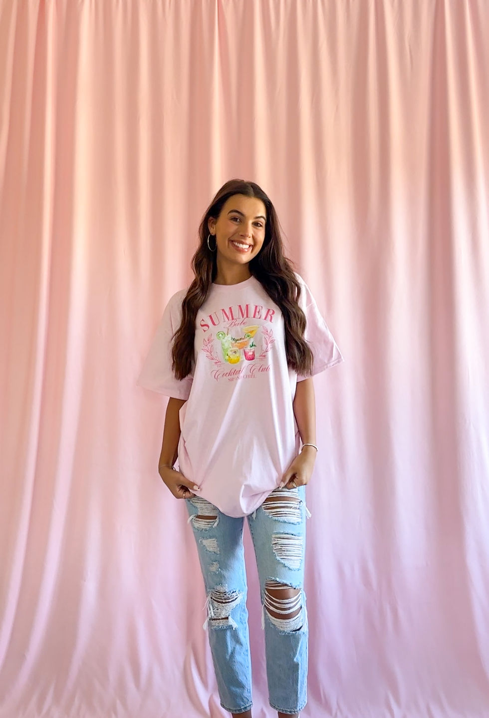 Thumbnail: Summer Babe Cocktail Club Pink T-shirt