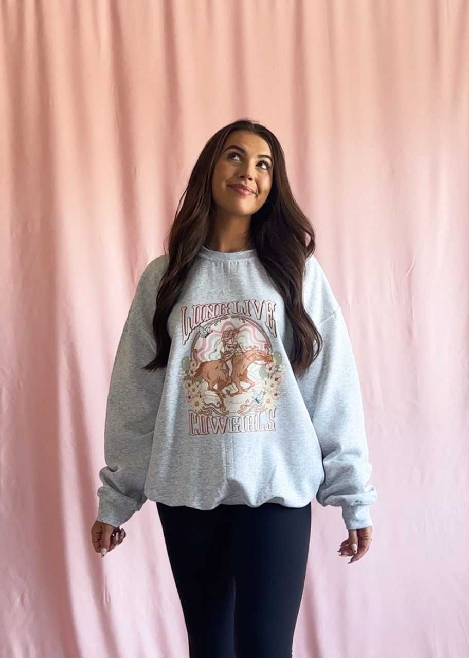 Thumbnail: Long Live Cowgirls Western Grey Sweatshirt