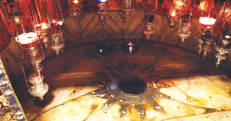 Gold floor with candles surrounding it.