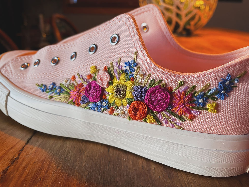 (Ready to Ship) Hand Embroidered Donut Glaze Converse- Size 8 Women's