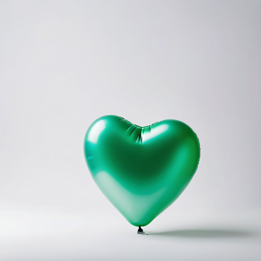 Green Heart Latex Balloon