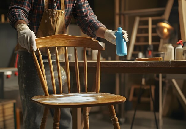 A repaired and refinished wooden chair