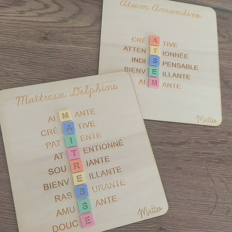 Cadeau de fin d'année scolaire Maitresse Atsem