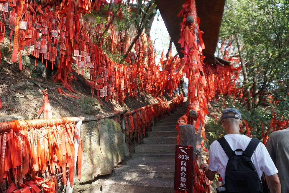 Zhangjiajie Stairs with Red Ribbon China Travel.JPG