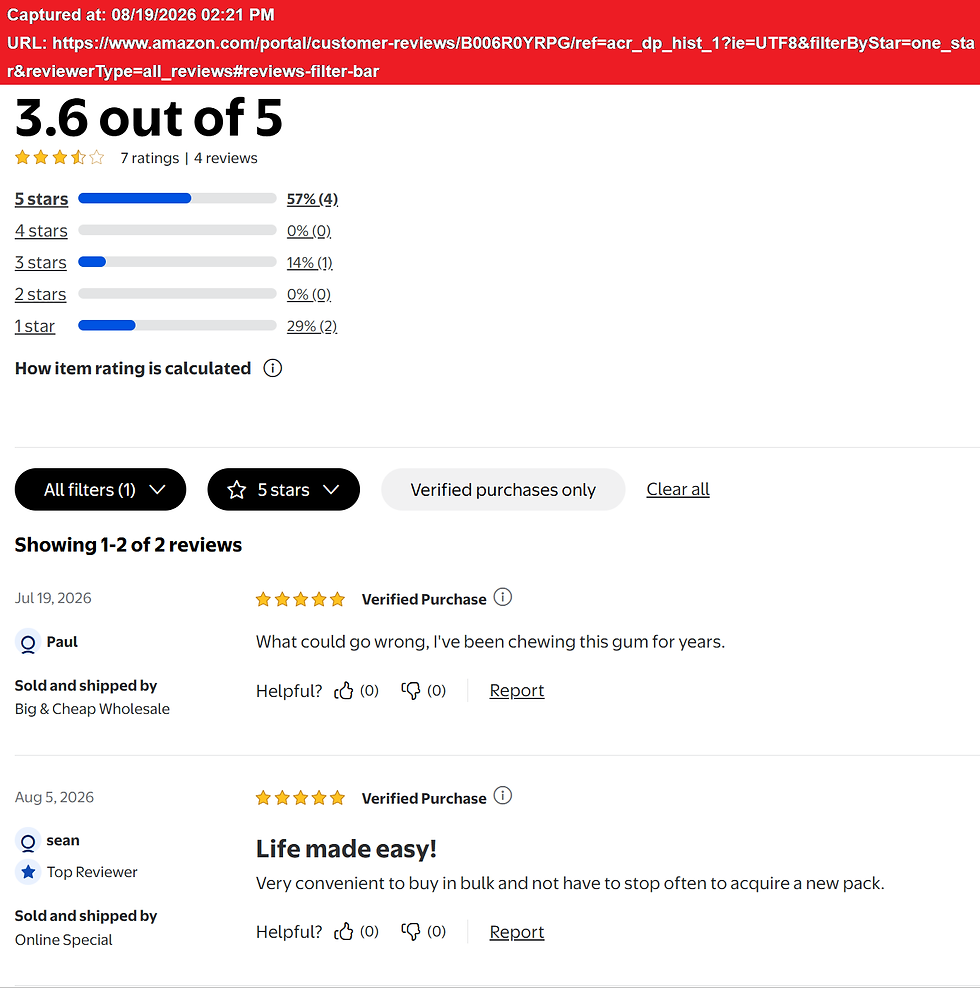 Dentyne Ice Arctic Chill Sugar-Free Chewing Gum Amazon review