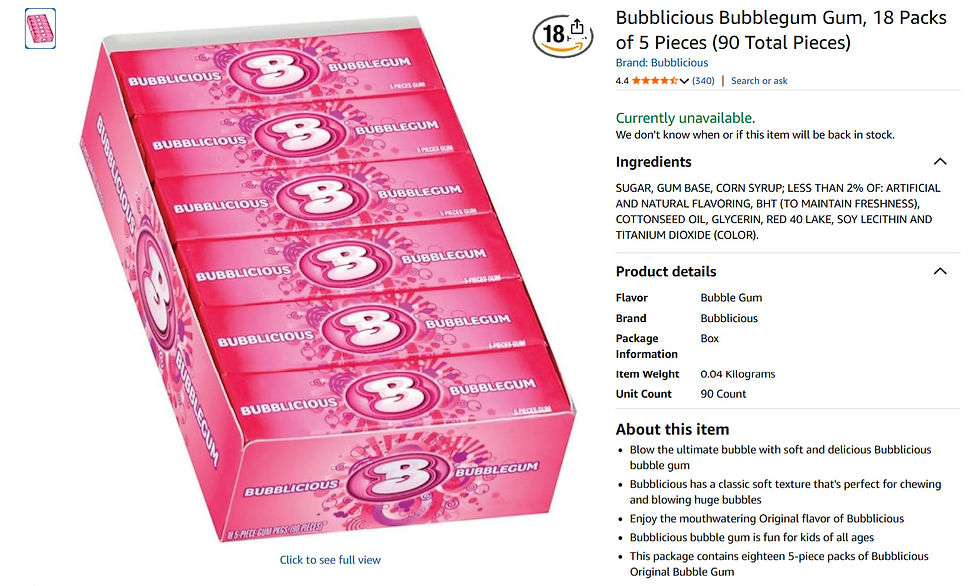 Bold pack of Bubblicious Original Gum cubes primed for epic bubbles