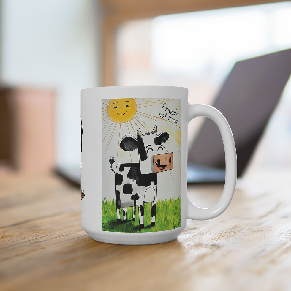 Thumbnail: Rescue Animal Mug - "Be Kind to All Kinds" Cow Design | Friends Not Food 15oz