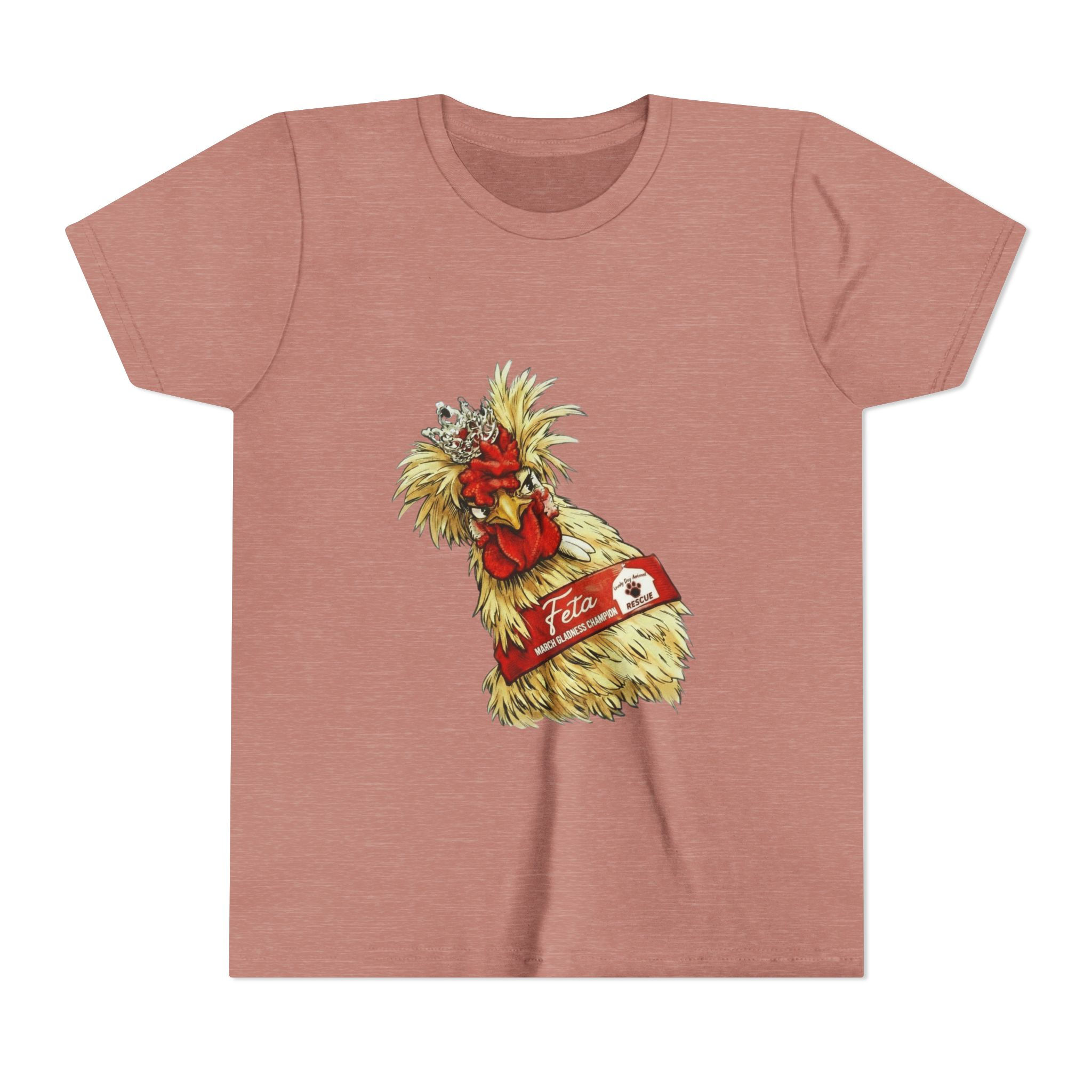 Feta Chaos Chicken Illustration Youth Tee | Rooster with Red Bandana