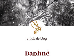 Illustration de Daphné en pleine métamorphose en arbre, dessinée au crayon graphite, avec ses bras transformés en branches, couverture d’un article de blog sur la mythologie grecque