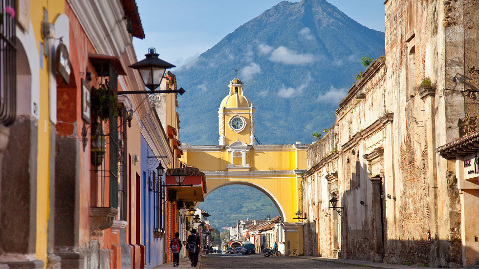 view of santa catalina arch in antigua guatemala