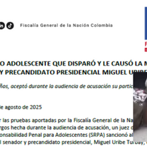 Menor de 15 años condenado por ataque armado contra Miguel Uribe Turbay