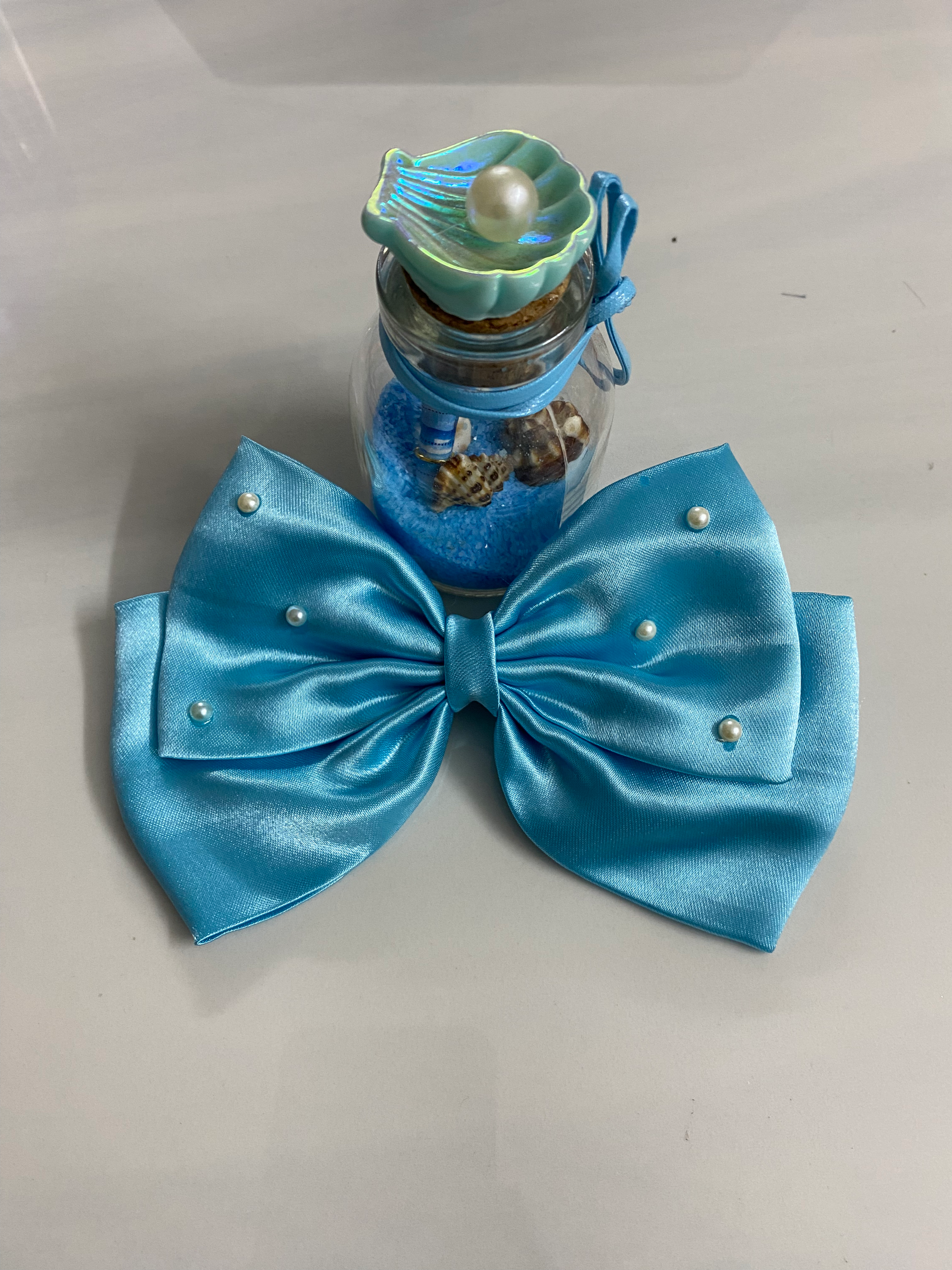 Aqua Blue Layered Bow