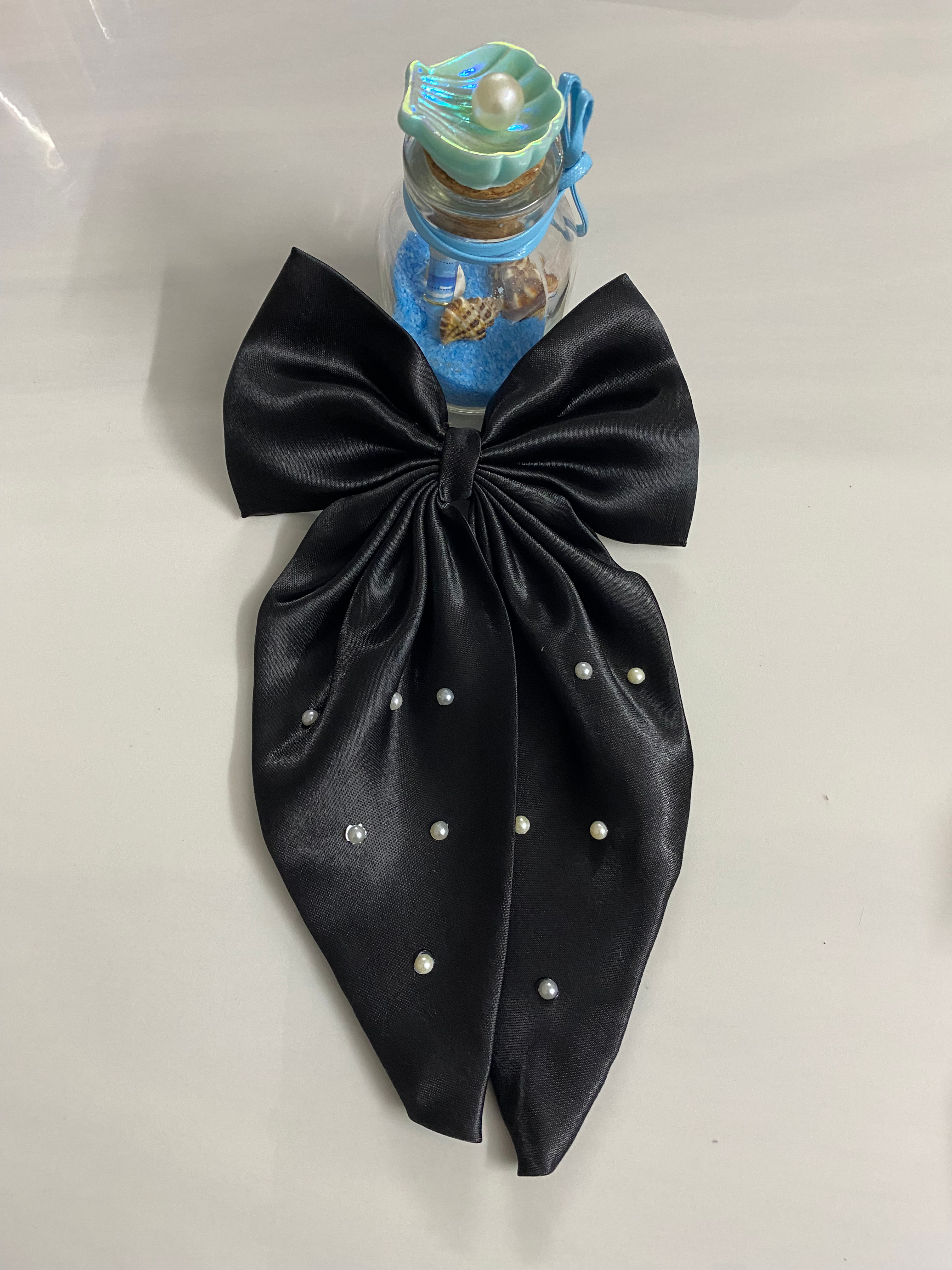 Black Satin Bunny Bow