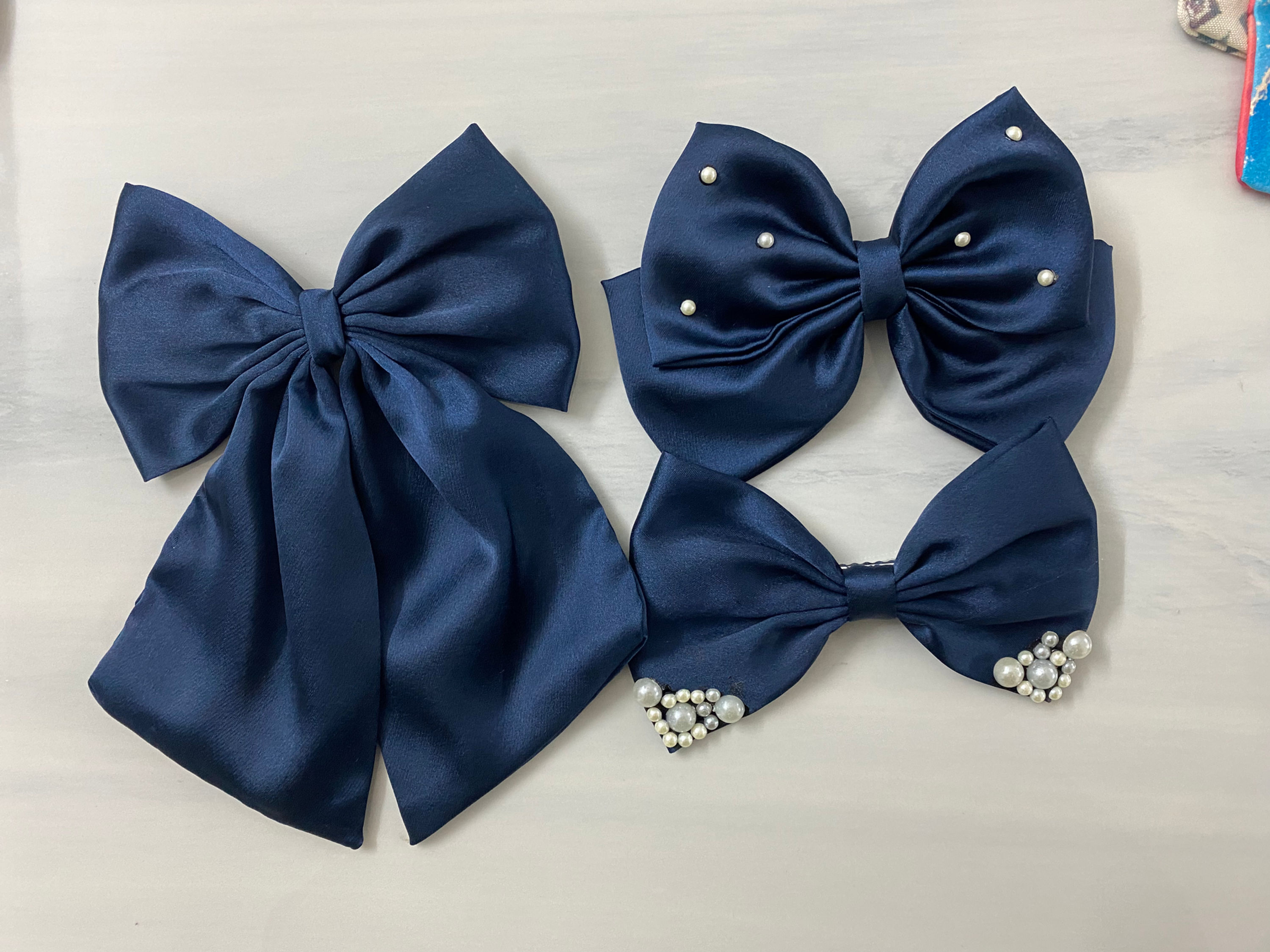 Blue Satin Combo Bows