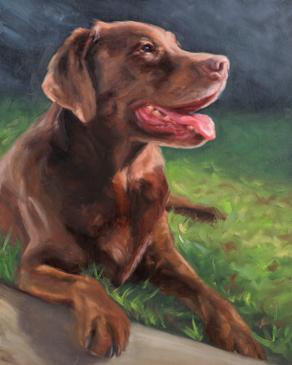 Beau memorial pet portrait hand-painted in archival oils on canvas