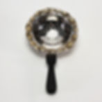 danish silverplated tea strainer wooden handle grapevine leaf wreath motif 1900s accessory Holger Fredericias seagull bird