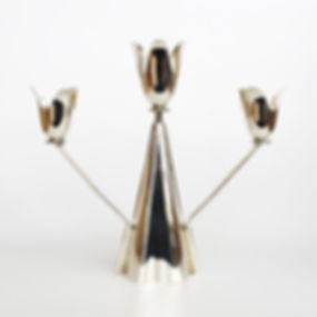 vintage danish silverplated candleholder candelabra three-arm lumiere centrepiece belle and the beast home decor novelty