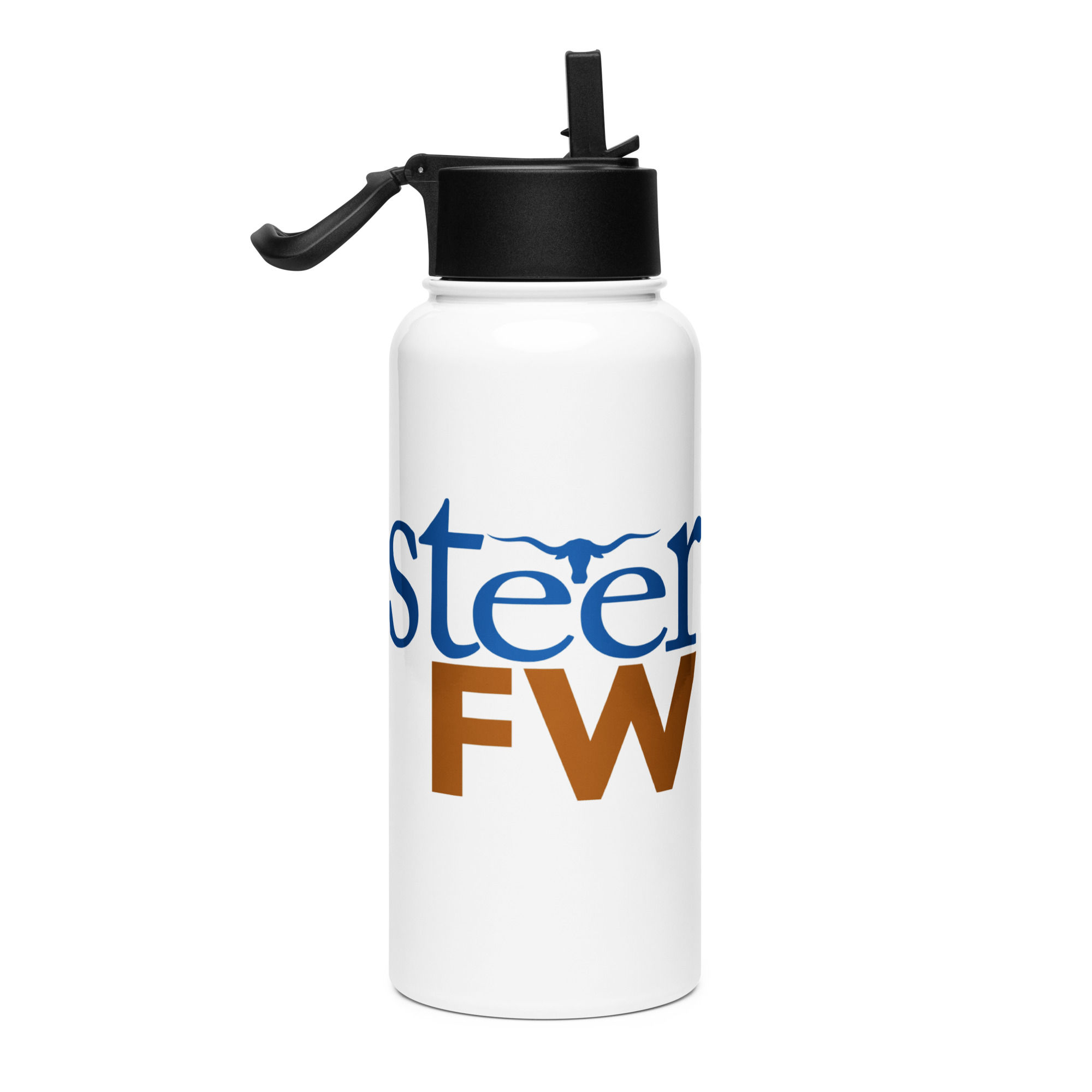 Stainless steel water bottle with a straw lid
