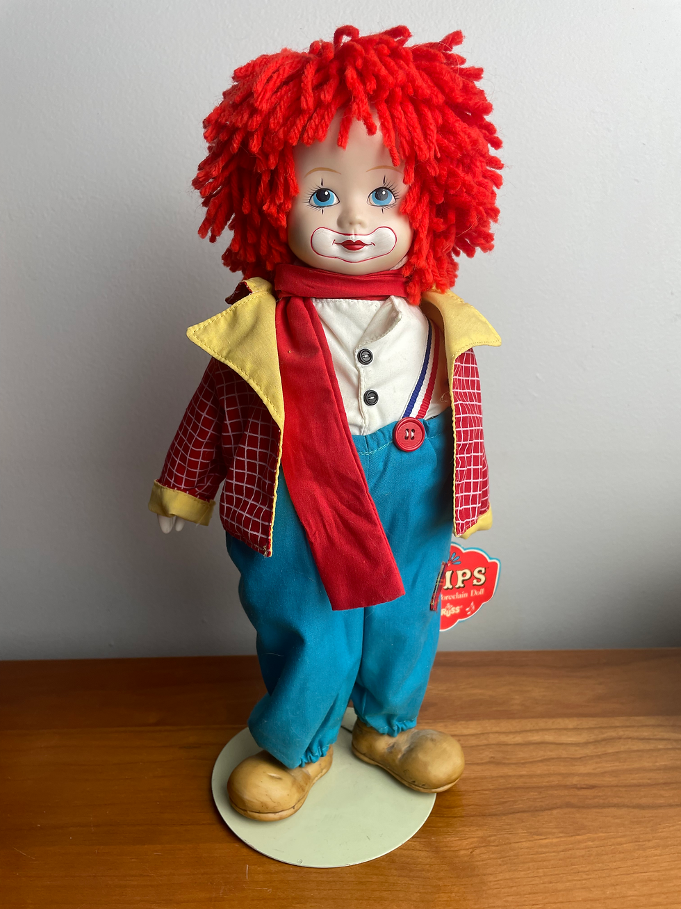 Thumbnail: Vintage Russ chip's musical porcelain clown doll WORKS