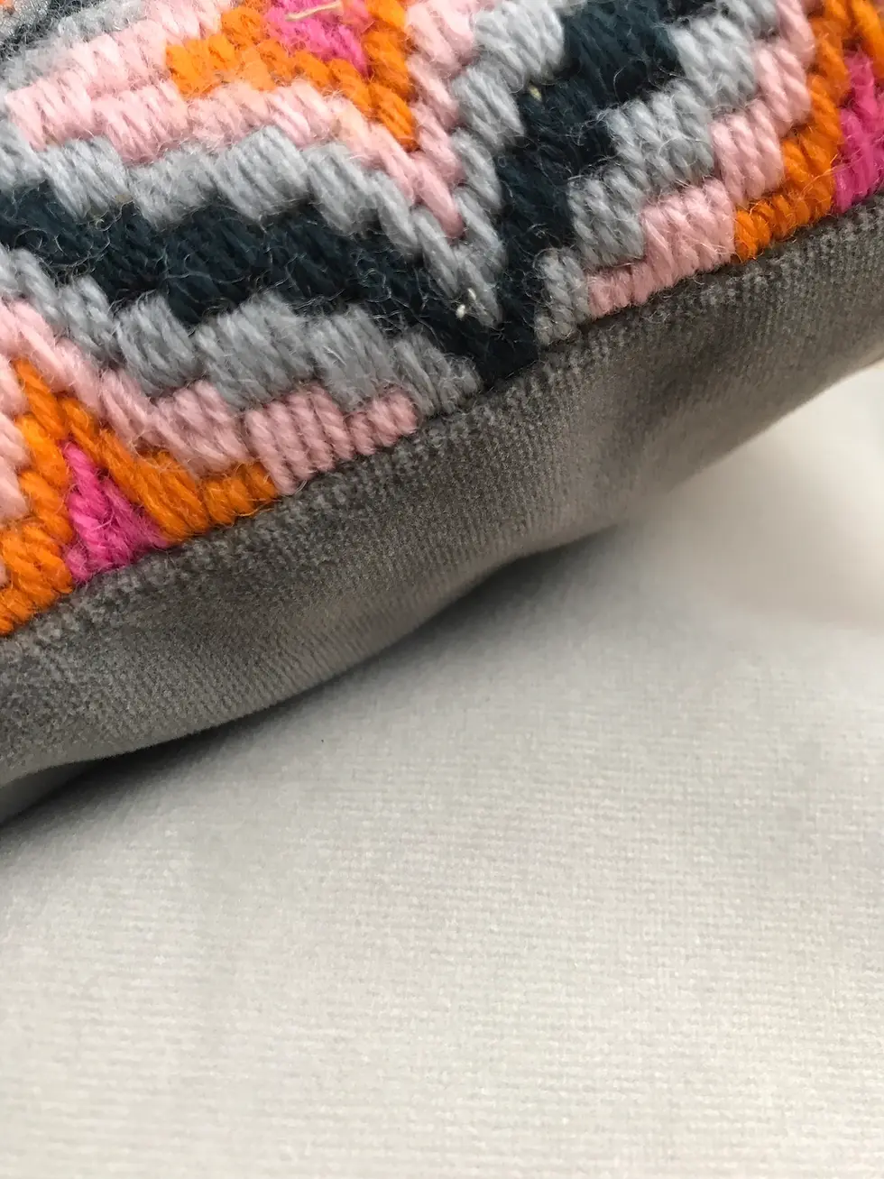 Thumbnail: Bargello Tapestry Cushion Kit 14" x 14" Pomegranate 1 Grey and Pink