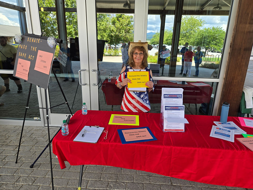Our outside table with info and petitions